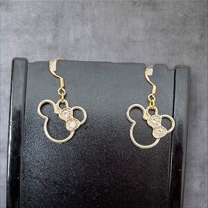 Gold plated Minnie Mouse earrings with clear crystals
